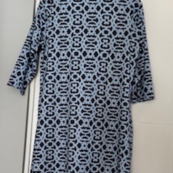 Gretchen Scott Jersey Ruffle Neck Blue Mini Dress - L (US 10) - Picture 4 of 7